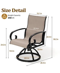 Pellebant Outdoor Aluminum Patio Swivel Dining Chairs with Sunbrella Fabric