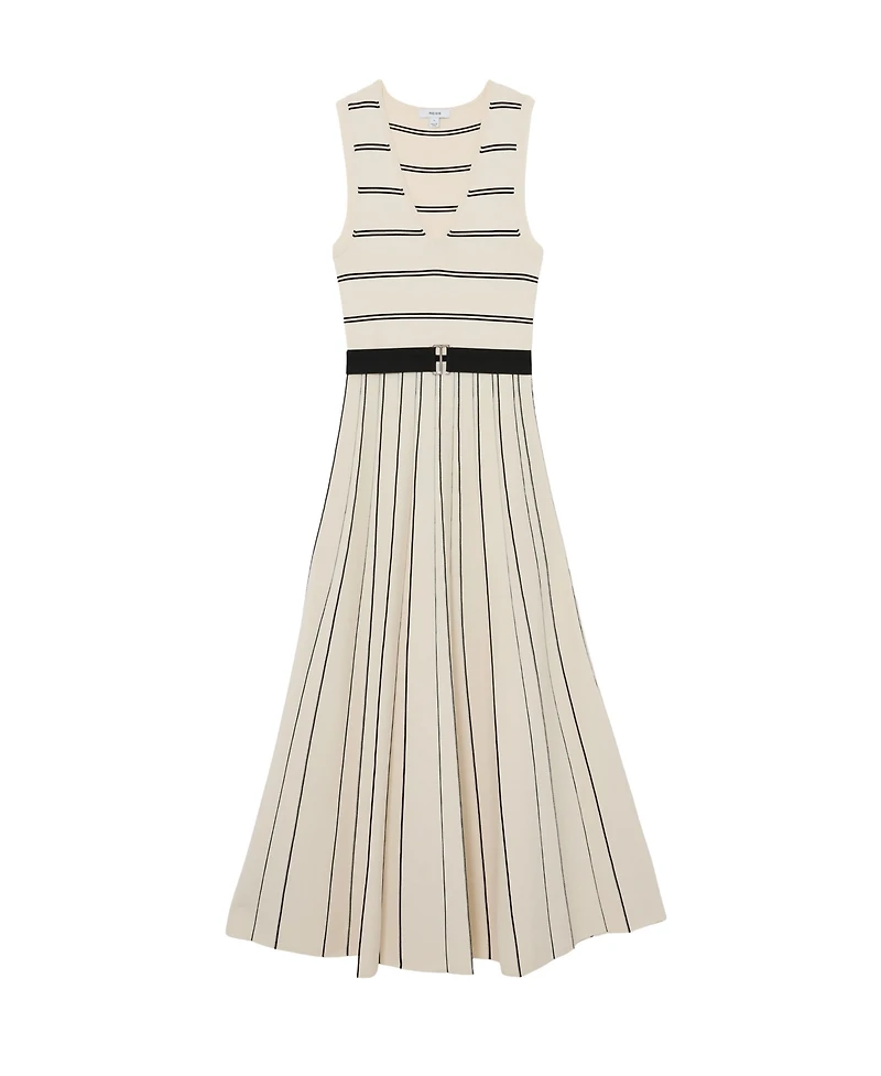 Reiss Women's Sleeveless Stripe Knitted Midi Dress