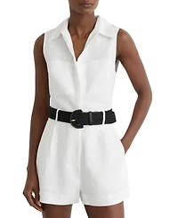 Reiss Women's Linen Sleeveless Belted Playsuit