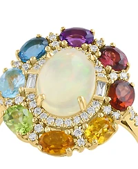 Effy Collection Multi-Gemstone (2-5/8 ct. t.w.) & Diamond (1/4 ct. t.w.) Ring in 14k Yellow Gold