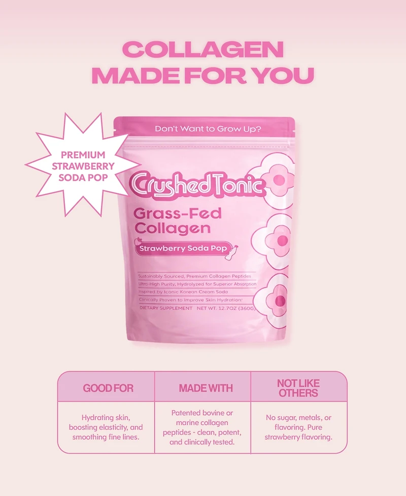 Crushed Tonic Strawberry Soda Pop Collagen Powder