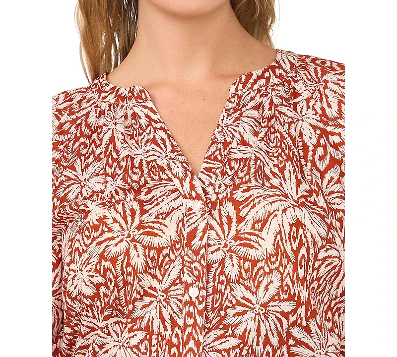 Vince Camuto Women's Cotton Printed Raglan-Sleeve Peasant Blouse