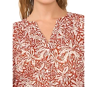 Vince Camuto Women's Cotton Printed Raglan-Sleeve Peasant Blouse