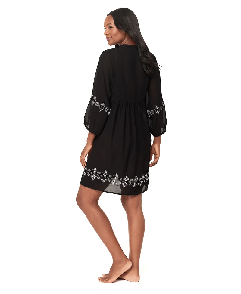 Miraclesuit Women's Elysium V-Neck Tiered Swim Cover-Up Dress