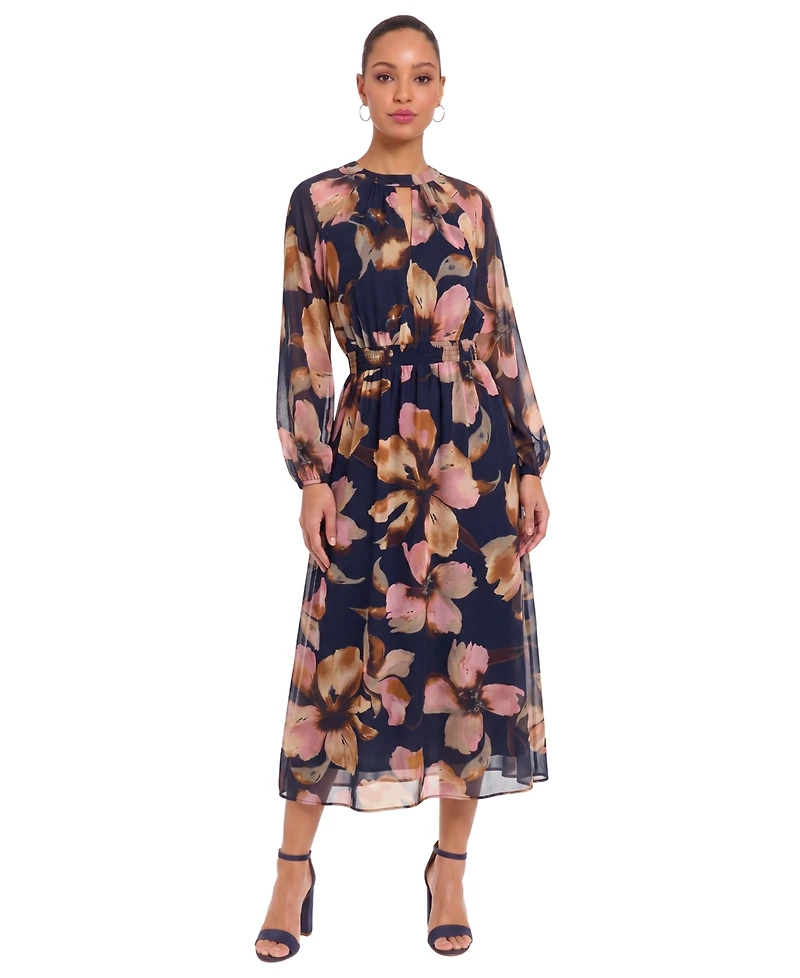 Maggy London Women's Balloon Floral Midi Dress