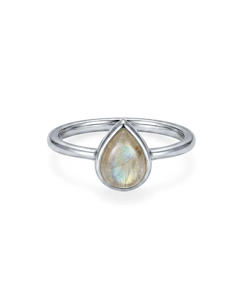 Adornia Fine Silver Plated Labradorite Pear Ring