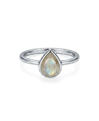 Adornia Fine Silver Plated Labradorite Pear Ring