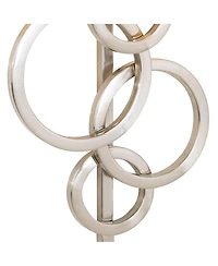 Possini Euro Design Circles Modern Wall Light Sconces Set of 2 Brushed Nickel Plug-in 12" Fixture Cotton Shade for Bedroom Reading House