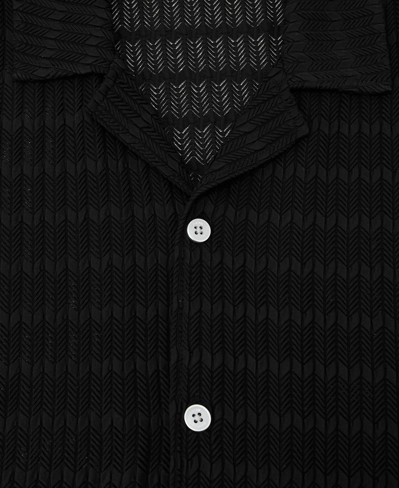 Reiss Men's Sid Crochet Cuban Shirt