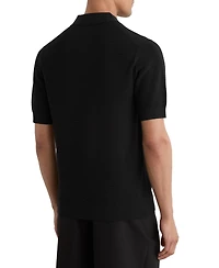 Reiss Men's Leon Open Collar Basket Stitch Polo Shirt