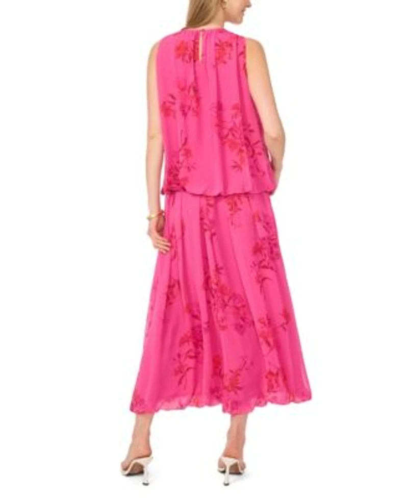 Vince Camuto Womens Floral Crewneck Sleeveless Blouse Maxi Skirt