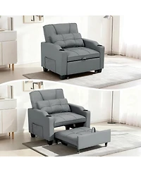 gaomon Convertible Sleeper Sofa Chair, Pull Out Bed, Single Sofa Recliner with Vibration Massage Lumbar Pillow