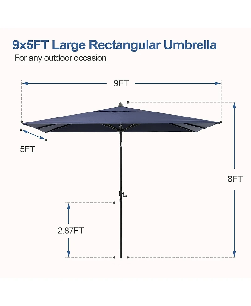 Pellebant Outodoor 9 x 5 Feet Patio Market Umbrella