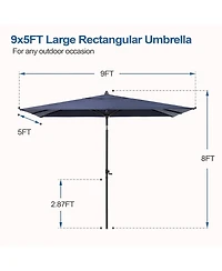 Pellebant Outodoor 9 x 5 Feet Patio Market Umbrella