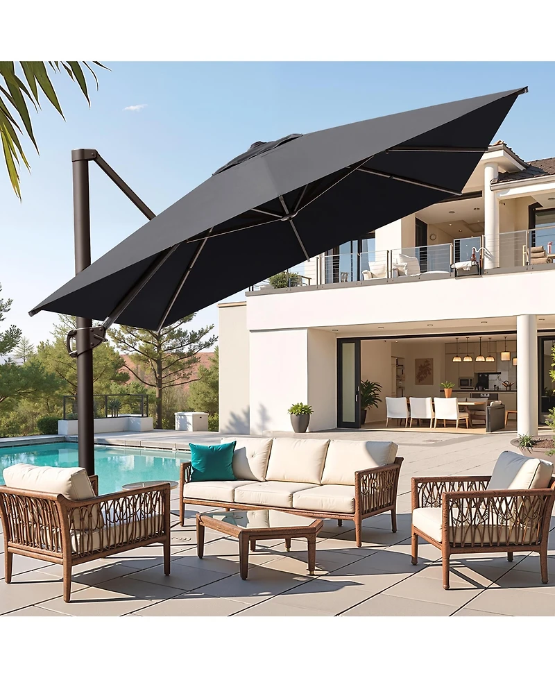 Pellebant Outdoor Patio 10X13Feet Aluminum Cantilever Umbrella