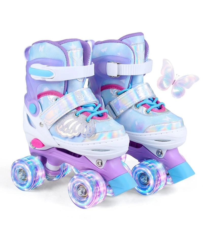Costway Kids Roller Skates 4 Sizes Adjustable Quad with Light-up Wheels