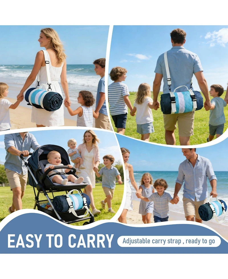 Aofar 80"x80" Beach Blanket Waterproof Sandproof Outdoor Picnic Mat