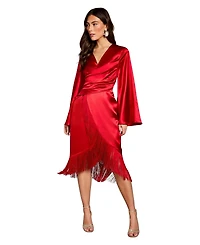 Coast Women's Satin Fringed V-Neck Wrap Dress