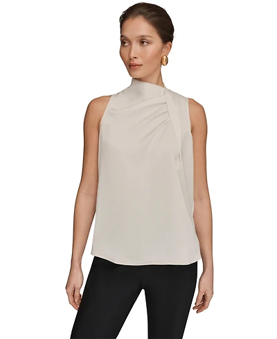 Donna Karan New York Women's Sleeveless Twist-Front Drape Blouse