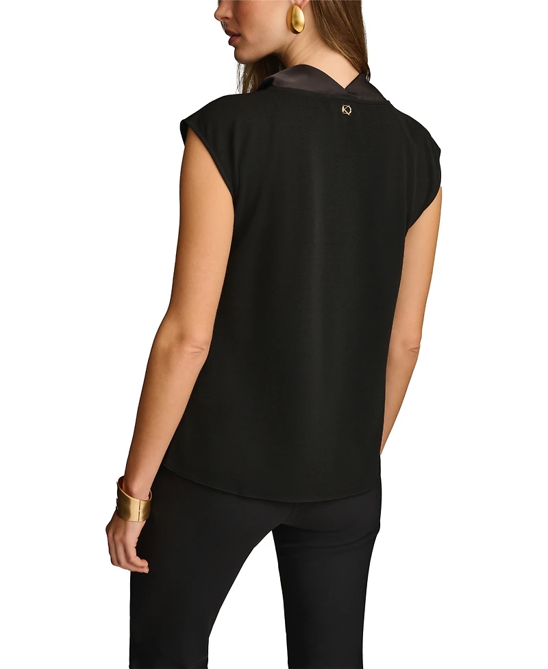 Donna Karan New York Women's Cowl-Neck Cap-Sleeve Top