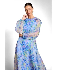 Coast Women's Organza Floral Puff Sleeve Midi Dress