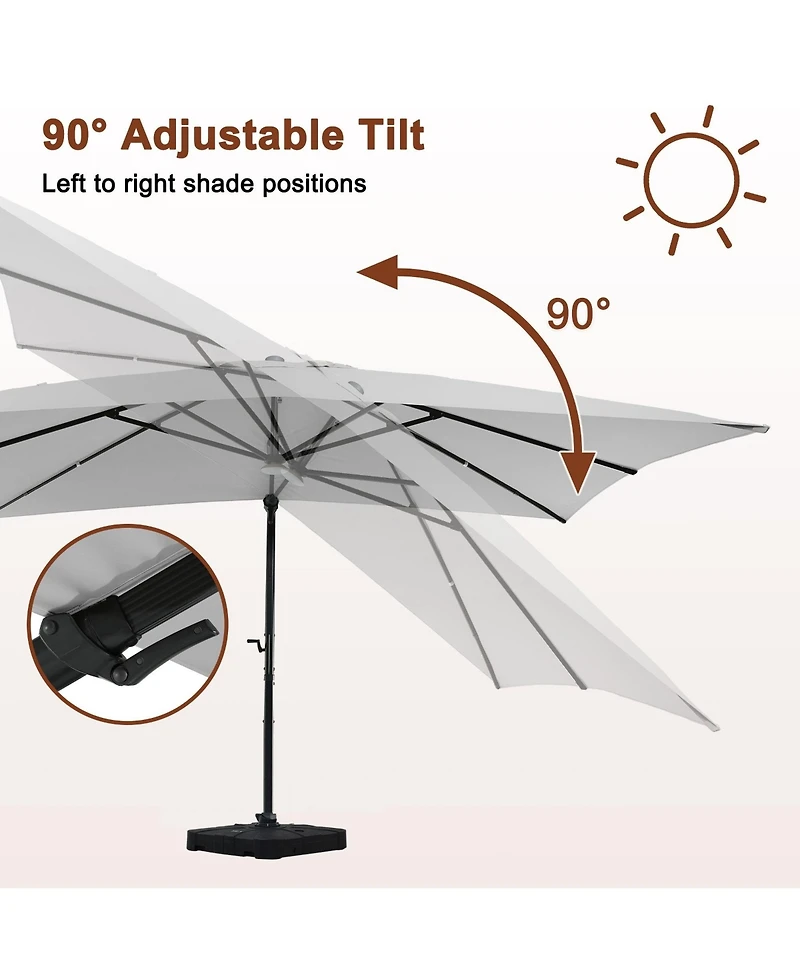 Mondawe 10x13Feet Cantilever Patio Umbrella with Diy Drape Hook and Base