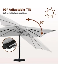 Mondawe 10x13Feet Cantilever Patio Umbrella with Diy Drape Hook and Base