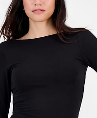 Bar Iii Women's Long-Sleeve Draped-Back Top, Macy's Exclusive