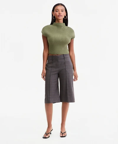 Bar Iii Women's Plaid High-Rise Knee-Length Shorts, Macy's Exclusive