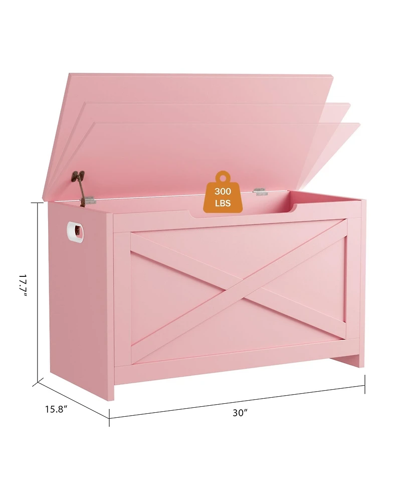 homfan Spacious Wooden Storage Chest – 30 Inch Lift-Top Entryway Shoe Organizer Bench with Safety Hinge Easy Assembly for Bedroom, Living Room