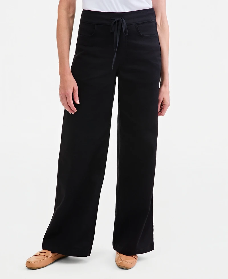 Style & Co Women's Knit High-Rise Wide-Leg Pull-On Jeans, Macy's Exclusive