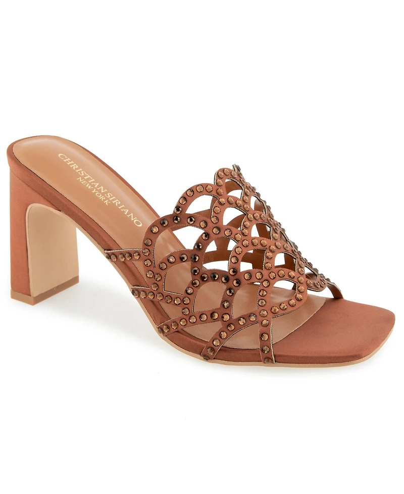Christian Siriano Women's Francez Scalloped Rhinestone Heeled Sandal