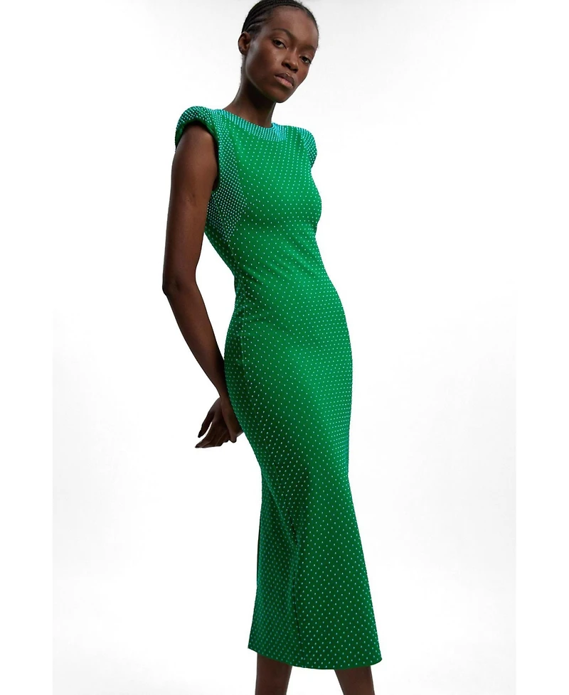 Karen Millen Women's Studded Jersey Midi Dress