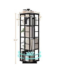 homfan 4-Tier 360 Degree Rotating Bookshelf, Slim Metal Frame Multi-Purpose Storage Display Rack for Home Decor