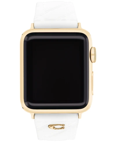Coach Women's White Silicone Apple Watch Strap 38mm, 40mm, 41mm