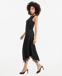 I.n.c. International Concepts Women's Lace-Trim Asymmetrical-Hem Sleeveless Midi Dress, Macy's Exclusive