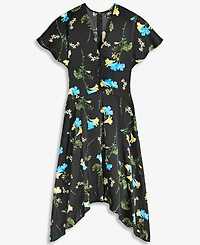 I.n.c. International Concepts Women's Floral Satin Asymmetrical Hem Midi Dress, Macy's Exclusive