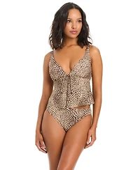 Bar Iii Women's Can't Be Tamed Tunnel Fly Away V-Neck Tankini Top, Macy's Exclusive