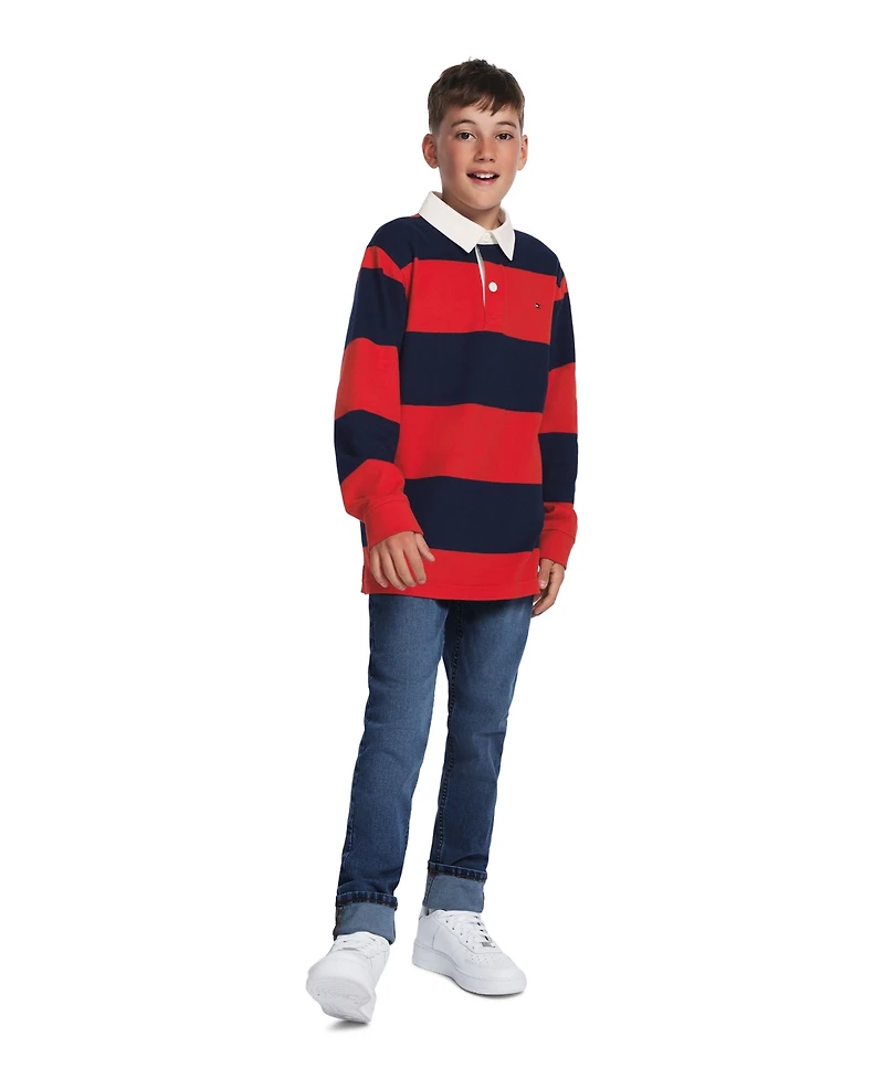 Tommy Hilfiger Boys' 8-20 Striped Long-Sleeve Rugby Polo Shirt