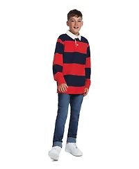 Tommy Hilfiger Boys' 8-20 Striped Long-Sleeve Rugby Polo Shirt