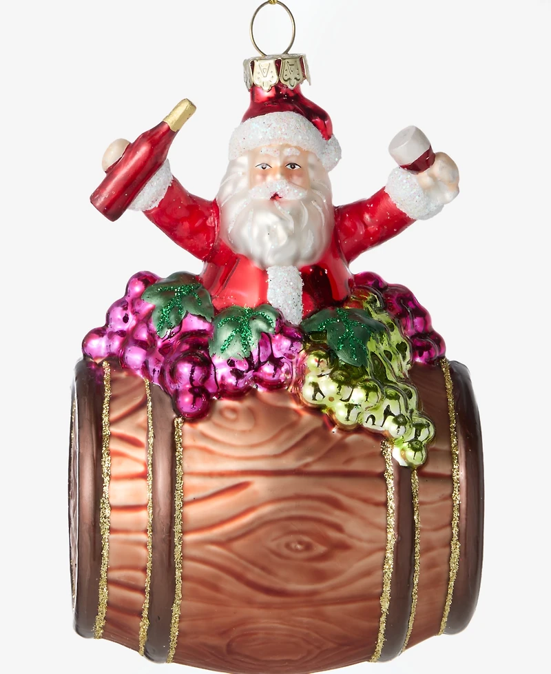 Holiday Lane Foodie & Spirits Santa with Wine Barrel Ornament, Macy's Exclusive