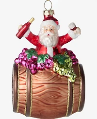 Holiday Lane Foodie & Spirits Santa with Wine Barrel Ornament, Macy's Exclusive