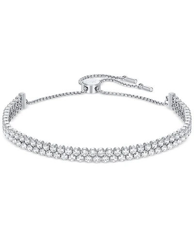 Swarovski Pave Crystal Slider Bracelet - Silver