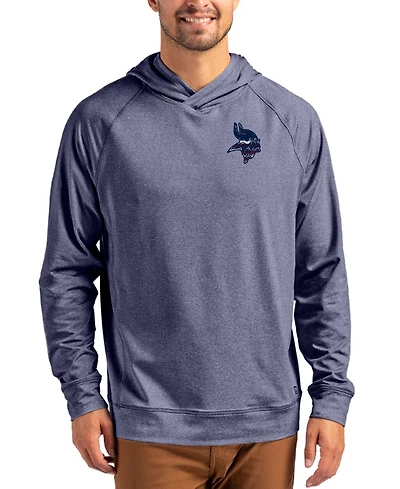 Cutter & Buck Men's Heather Navy Minnesota Vikings Adapt Americana Knit Raglan Pullover Hoodie