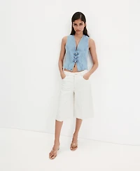 Mango Women's Toggles Denim Top
