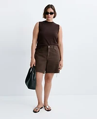 Mango Women's Frayed Hem Straight Bermuda Shorts