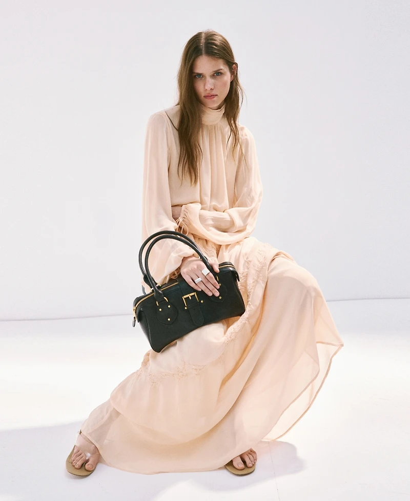Mango Women's Embroidered Details Flowing Dress
