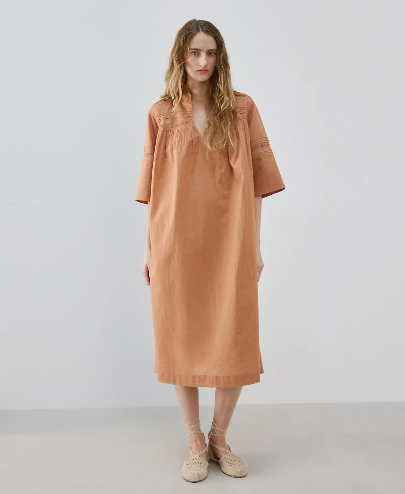 Mango Women's Lace Details Cotton Nightgown