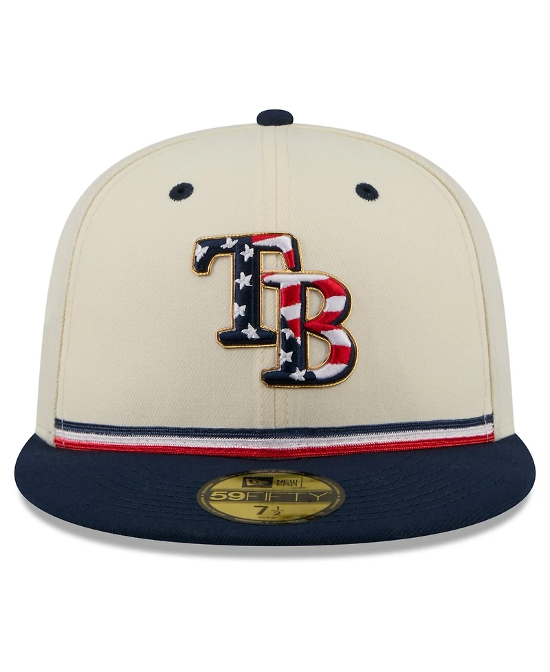 New Era Men's Cream/Blue Tampa Bay Rays Usa 250 Fourth of July 59FIFTY Fitted Hat
