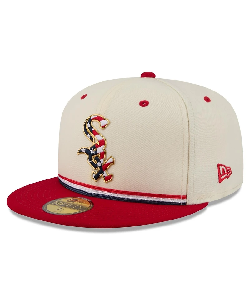 New Era Men's Cream/Red Chicago White Sox Usa 250 Fourth of July 59FIFTY Fitted Hat